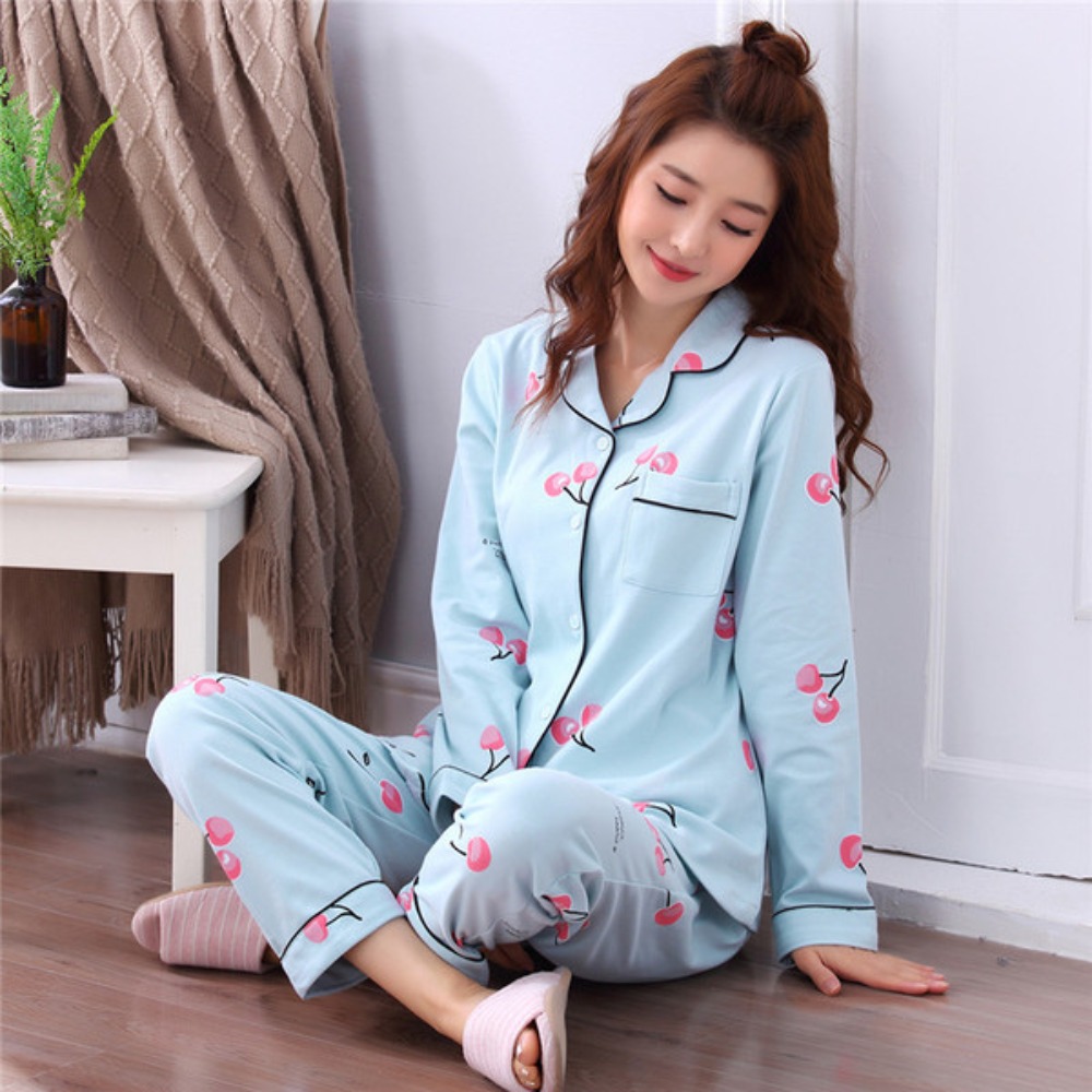 Maternity Wear - Long-Sleeved Women's Two-Piece Pajamas Loose Fit