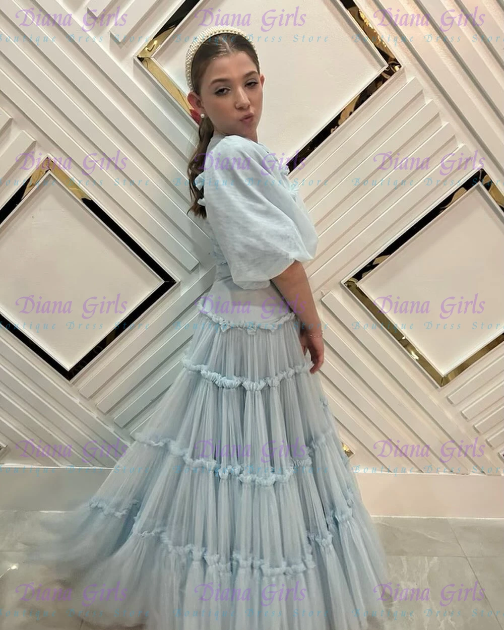 Elegant Quality Light Blue Flo - огляд і ціна Toddler Girl Tulle Party Dress