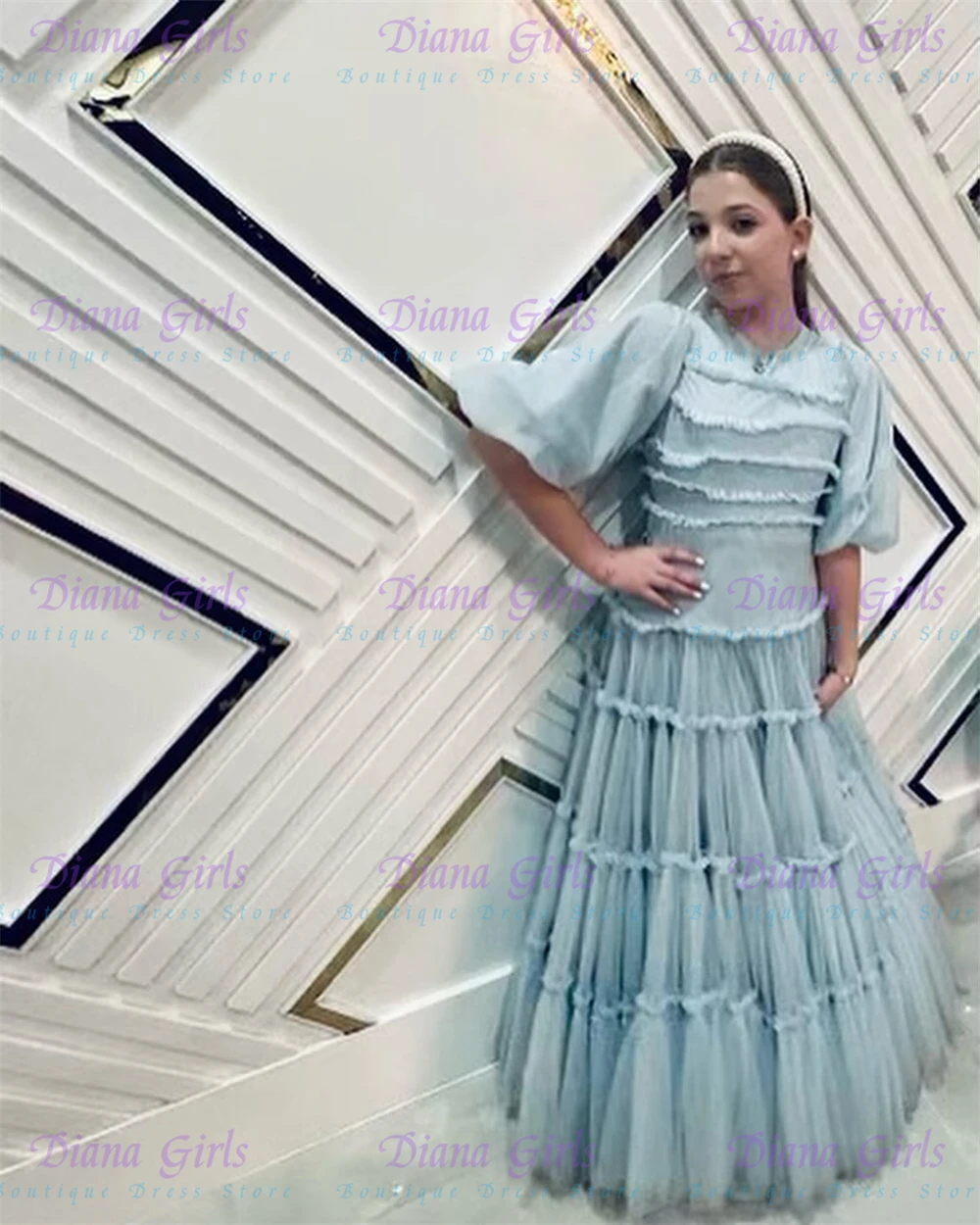 Elegant Quality Light Blue Flo - огляд і ціна Toddler Girl Tulle Party Dress