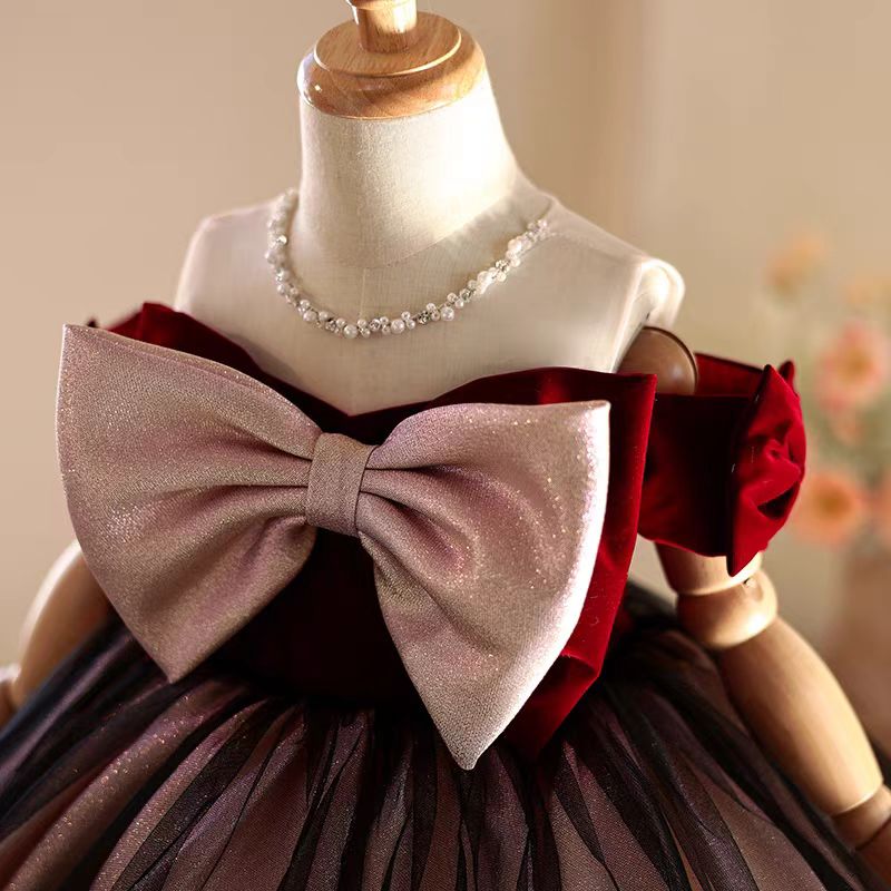 Jill Wish J464 Elegant Burgund - огляд і ціна Toddler Girl Tulle Party Dress
