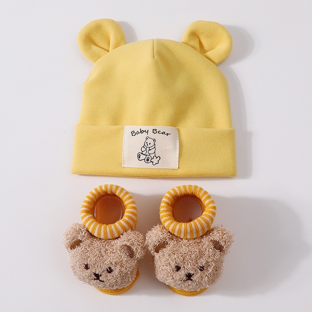 2Pcs/Set Cotton Baby Hat Socks - огляд і ціна Infant Beanie Hat With Ears